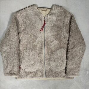 Lululemon Oh So Sherpa Full Zip Jacket Beige Tan Fleece V-Neck Sweater Womens M